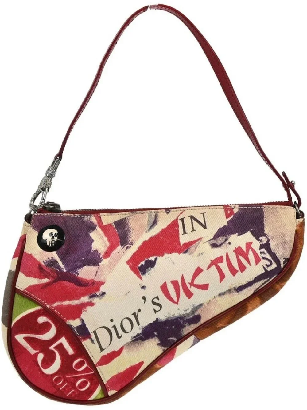 Christian Dior Red Canvas Dior's Victim Limited Saddle Handbag